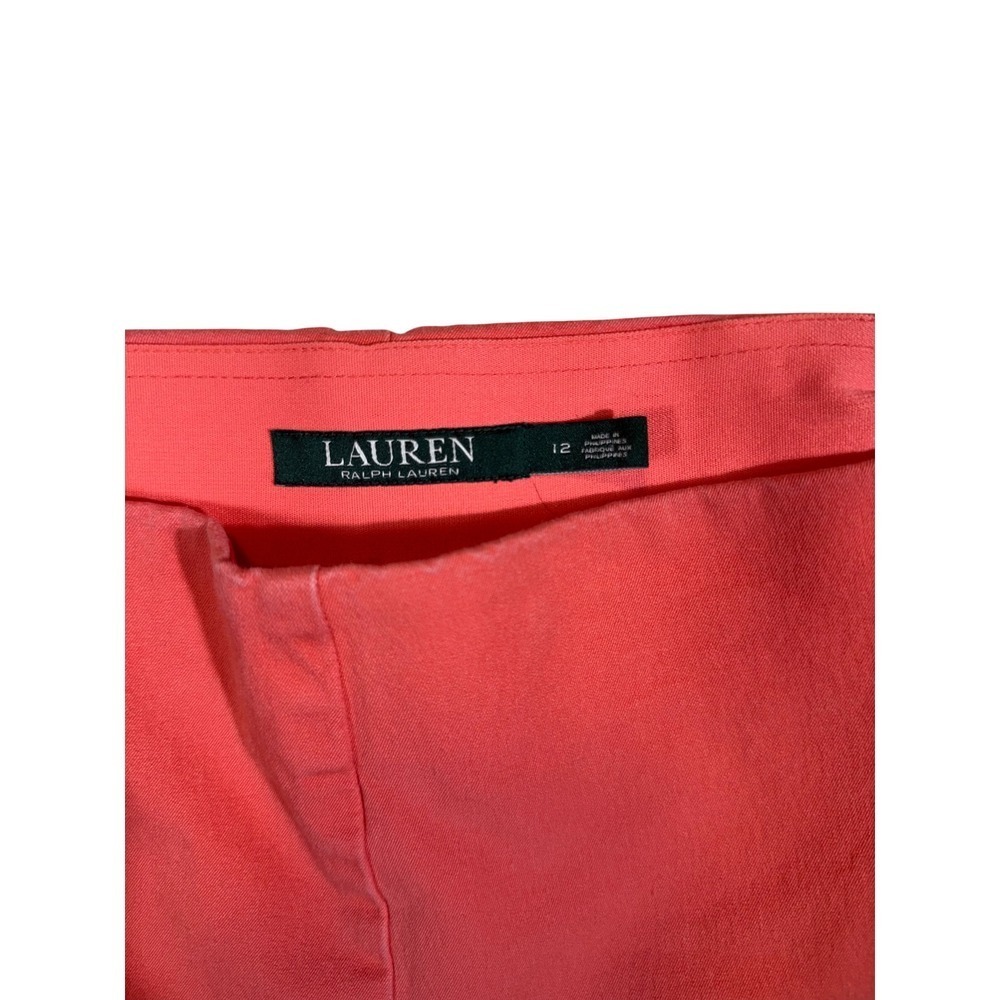 Lauren Ralph Lauren Womens Size 12 Coral Pink Side Zip Ankle Pants Cropped Slim - Picture 3 of 3